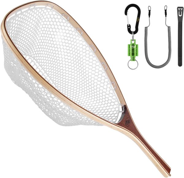 SF Fly Fishing Landing Net Soft Rubber Mesh Trout Net Catch and Release Net - Image 9