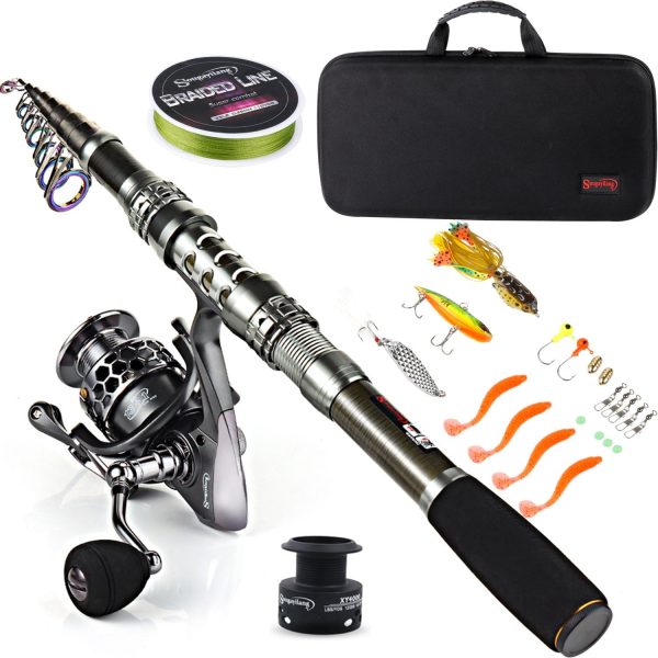 Sougayilang Fishing Rod Reel Combo with Telescopic Fishing Pole Spinning Reel Carrier Bag for Travel Saltwater Freshwater Fishing - Image 9